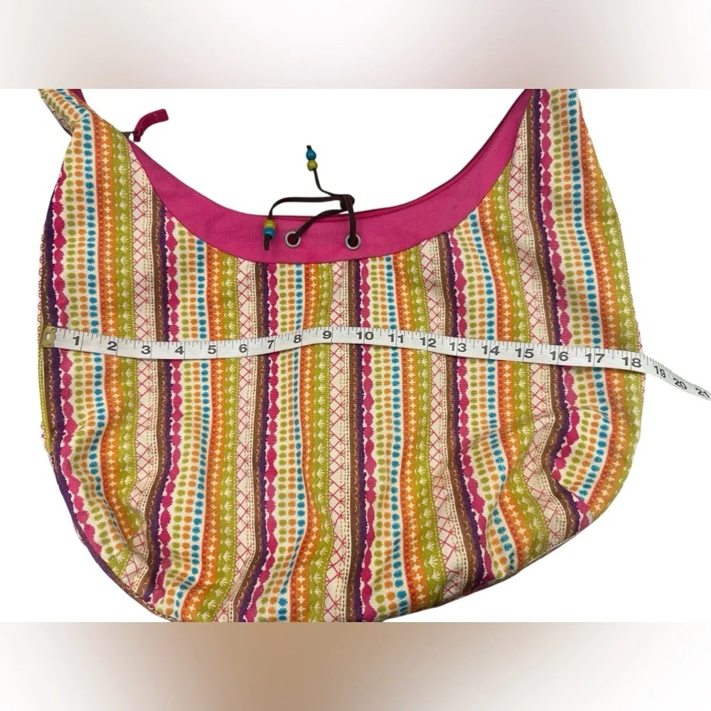 Unbranded Large Multicolor Festive Boho Hippie Crossbody Purse Adjustable Strap